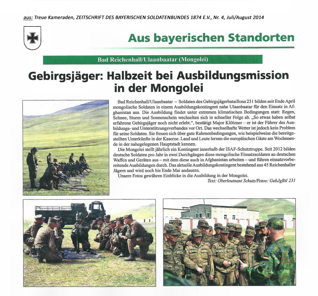 Ausbildungsmission Mongolei